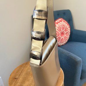 Salvatore Ferragamo Quiet Luxury  Box Bag Gold Metallic Buckle Strap COA